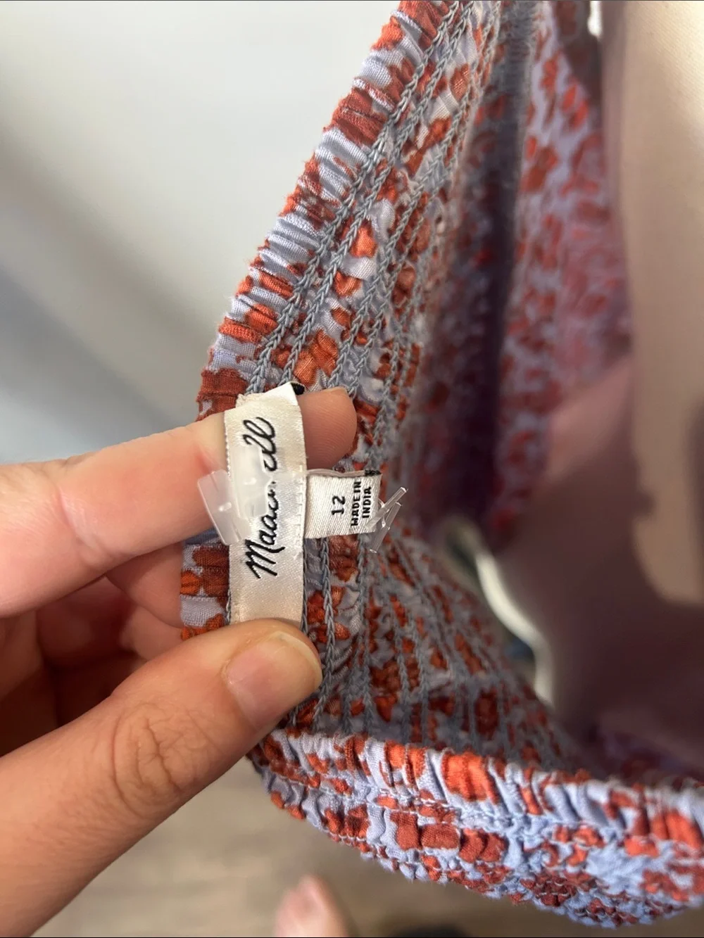 Madewell Button-Front Smocked-Back Top in Piccola Floral